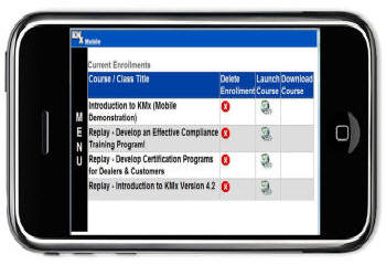 KMxMobile Student Current Enrollments Navigator on the Apple iPhone